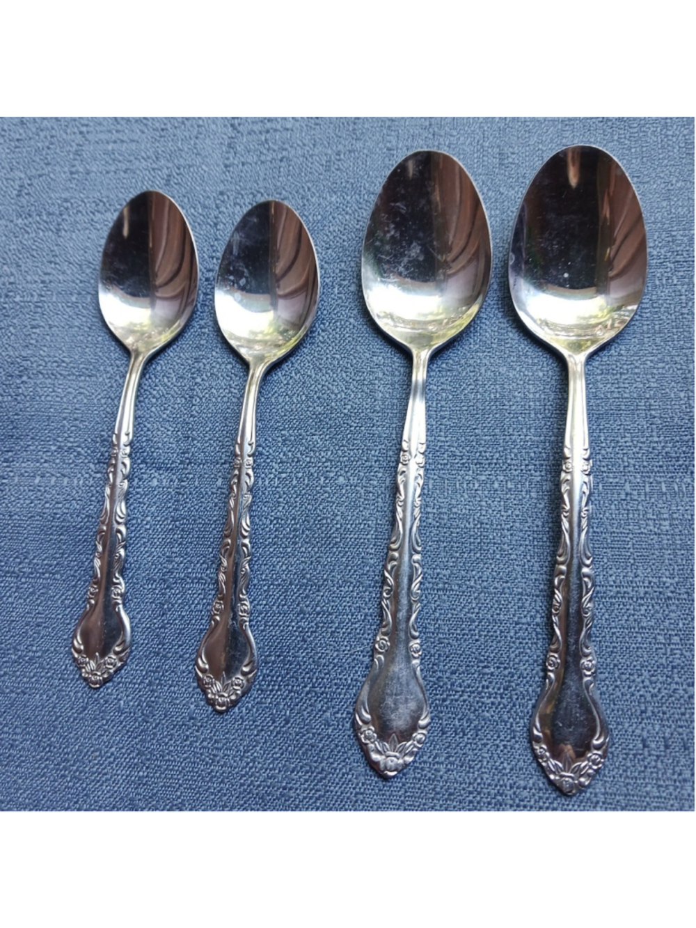 International GIGI Stainless 4 Spoon 2 Tes, 2 Tbsp Korea 1972 Glossy Silverware